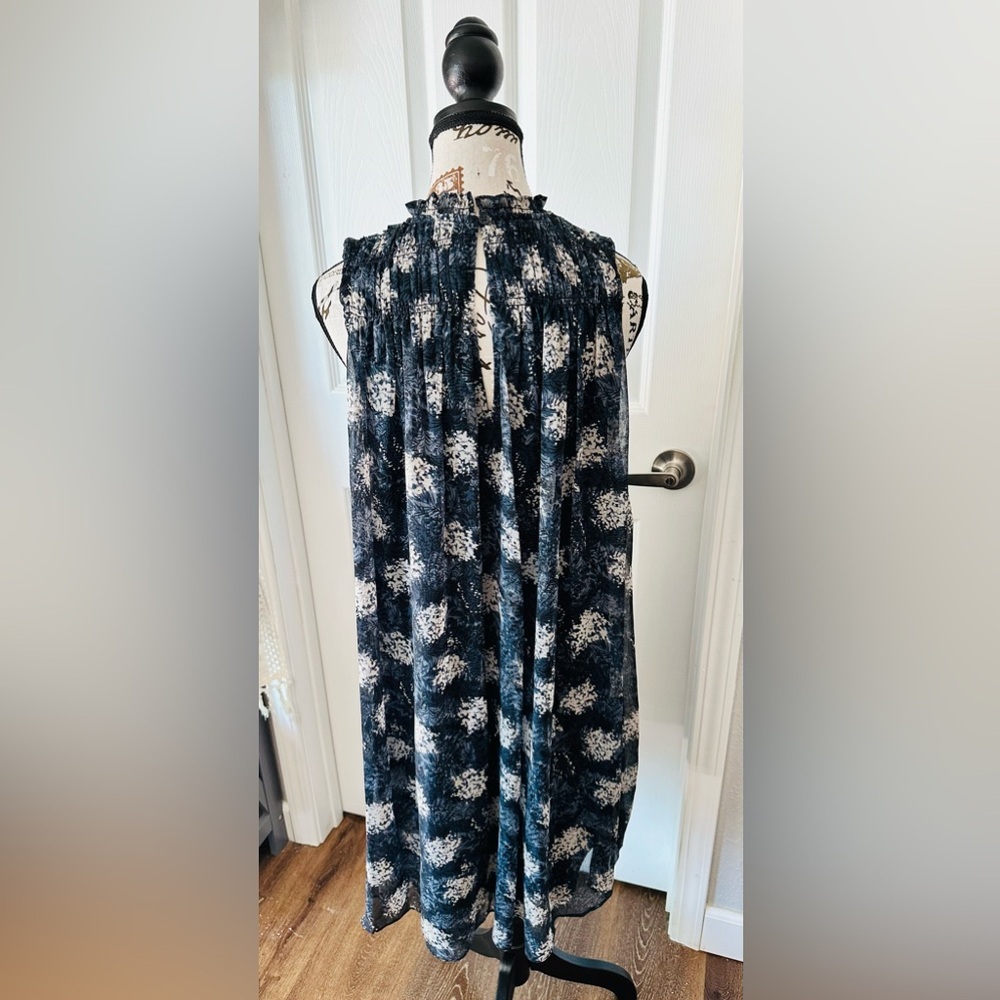 Sleeveless Mock Neck Smocked Midi Dress by Joie - Picture 6 of 12
